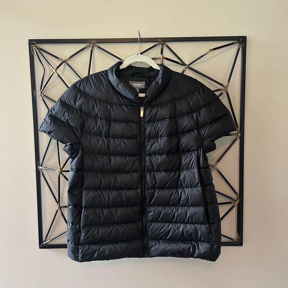 Martha Stewart Women's Black Puffer Vest with Cap Sleeves